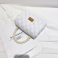 Fashion Lingge Pearls Quilted Square Buckle Jelly Bag sku image 1