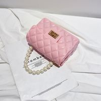 Fashion Lingge Pearls Quilted Square Buckle Jelly Bag sku image 6