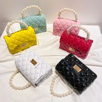 Fashion Lingge Pearls Quilted Square Buckle Jelly Bag main image 1
