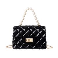 Fashion Lingge Pearls Quilted Square Buckle Jelly Bag main image 4