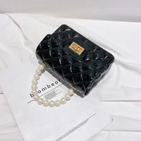 Fashion Lingge Pearls Quilted Square Buckle Jelly Bag sku image 2