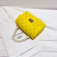 Fashion Lingge Pearls Quilted Square Buckle Jelly Bag sku image 4
