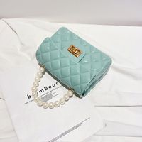 Fashion Lingge Pearls Quilted Square Buckle Jelly Bag sku image 3