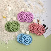 Vacation Solid Color Rattan Drop Earrings main image 1