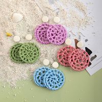 Vacation Solid Color Rattan Drop Earrings main image 6