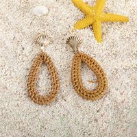 Vacation Round Rattan Drop Earrings main image 5