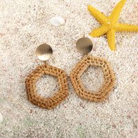 Vacation Round Rattan Drop Earrings main image 4