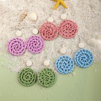 Vacation Solid Color Rattan Drop Earrings main image 3
