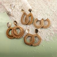 Vacation Round Rattan Drop Earrings main image 6