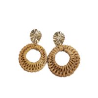 Vacation Round Rattan Drop Earrings main image 3