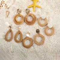 Vacation Round Rattan Drop Earrings main image 2