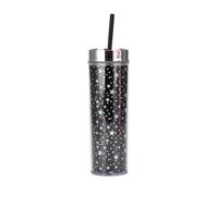 16oz Double-layer Plastic Straw Cup Rainbow Gradient Glitter Straight Cup Universal Cold Drink Cup sku image 16