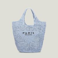 Women's Small Fabric Letter Vacation Weave Square Open Handbag Straw Bag main image 2