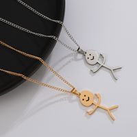 Stainless Steel Simple Style Plating Cartoon Character Pendant Necklace main image 4