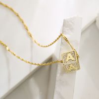 Fashion Letter Copper Pendant Necklace Gold Plated Zircon Copper Necklaces main image 2