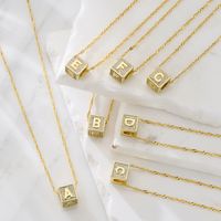 Fashion Letter Copper Pendant Necklace Gold Plated Zircon Copper Necklaces main image 5