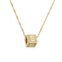 Fashion Letter Copper Pendant Necklace Gold Plated Zircon Copper Necklaces sku image 2