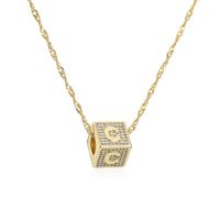 Fashion Letter Copper Pendant Necklace Gold Plated Zircon Copper Necklaces sku image 3