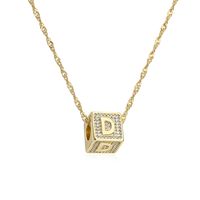 Fashion Letter Copper Pendant Necklace Gold Plated Zircon Copper Necklaces sku image 4