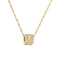 Fashion Letter Copper Pendant Necklace Gold Plated Zircon Copper Necklaces sku image 11