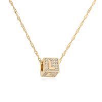 Fashion Letter Copper Pendant Necklace Gold Plated Zircon Copper Necklaces sku image 12