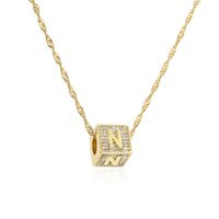 Fashion Letter Copper Pendant Necklace Gold Plated Zircon Copper Necklaces sku image 14