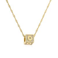 Fashion Letter Copper Pendant Necklace Gold Plated Zircon Copper Necklaces sku image 15