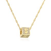 Fashion Letter Copper Pendant Necklace Gold Plated Zircon Copper Necklaces sku image 19