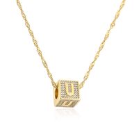 Fashion Letter Copper Pendant Necklace Gold Plated Zircon Copper Necklaces sku image 21