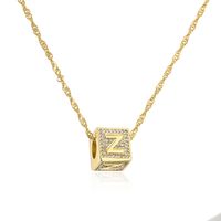 Fashion Letter Copper Pendant Necklace Gold Plated Zircon Copper Necklaces sku image 26