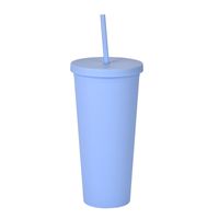 Double-layer Plastic Straw Cup With Lid 24oz Large-capacity Plastic Frosted Ready-to-hand Water Cup sku image 1