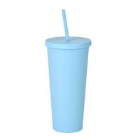 Double-layer Plastic Straw Cup With Lid 24oz Large-capacity Plastic Frosted Ready-to-hand Water Cup sku image 8