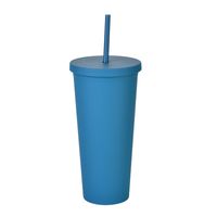 Double-layer Plastic Straw Cup With Lid 24oz Large-capacity Plastic Frosted Ready-to-hand Water Cup sku image 2