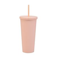 Double-layer Plastic Straw Cup With Lid 24oz Large-capacity Plastic Frosted Ready-to-hand Water Cup sku image 11