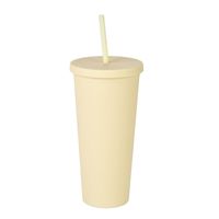 Double-layer Plastic Straw Cup With Lid 24oz Large-capacity Plastic Frosted Ready-to-hand Water Cup sku image 3