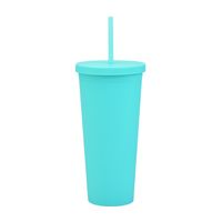 Double-layer Plastic Straw Cup With Lid 24oz Large-capacity Plastic Frosted Ready-to-hand Water Cup sku image 13