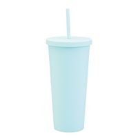 Double-layer Plastic Straw Cup With Lid 24oz Large-capacity Plastic Frosted Ready-to-hand Water Cup sku image 12