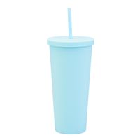 Double-layer Plastic Straw Cup With Lid 24oz Large-capacity Plastic Frosted Ready-to-hand Water Cup sku image 14