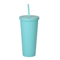 Double-layer Plastic Straw Cup With Lid 24oz Large-capacity Plastic Frosted Ready-to-hand Water Cup sku image 7