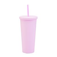 Double-layer Plastic Straw Cup With Lid 24oz Large-capacity Plastic Frosted Ready-to-hand Water Cup sku image 15