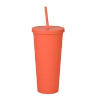 Double-layer Plastic Straw Cup With Lid 24oz Large-capacity Plastic Frosted Ready-to-hand Water Cup sku image 6