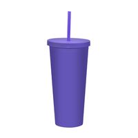 Double-layer Plastic Straw Cup With Lid 24oz Large-capacity Plastic Frosted Ready-to-hand Water Cup sku image 16