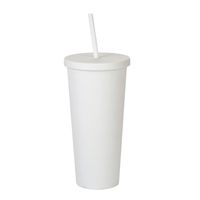 Double-layer Plastic Straw Cup With Lid 24oz Large-capacity Plastic Frosted Ready-to-hand Water Cup sku image 17
