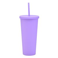 Double-layer Plastic Straw Cup With Lid 24oz Large-capacity Plastic Frosted Ready-to-hand Water Cup sku image 20