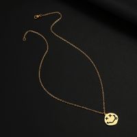 European And American Retro Round Brand Smiley Face Necklace Stainless Steel Clothing Accessories sku image 2