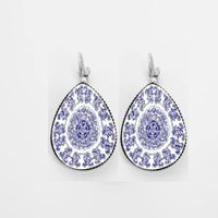 Vintage Style Blue And White Porcelain Alloy Women's Ear Hook 1 Piece main image 6