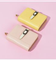 Basic Solid Color Square Buckle Small Wallet main image 4