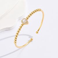 Fashion Water Droplets Flower Rectangle Copper Bangle Gold Plated Shell Zircon Copper Bracelets 1 Piece sku image 1