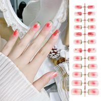 Fashion Manicure Mid-length Blush Golden Edge Blooming Fake Nail Wholesale sku image 8