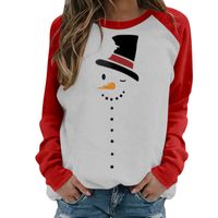 Fashion Snowman Elk Cotton Round Neck Long Sleeve Regular Sleeve Printing T-shirt main image 3